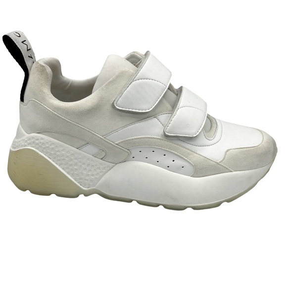 NWOB Stella McCartney White Beige Eclypse Touch Strap Sneakers - Sz 7 - Picture 2 of 7